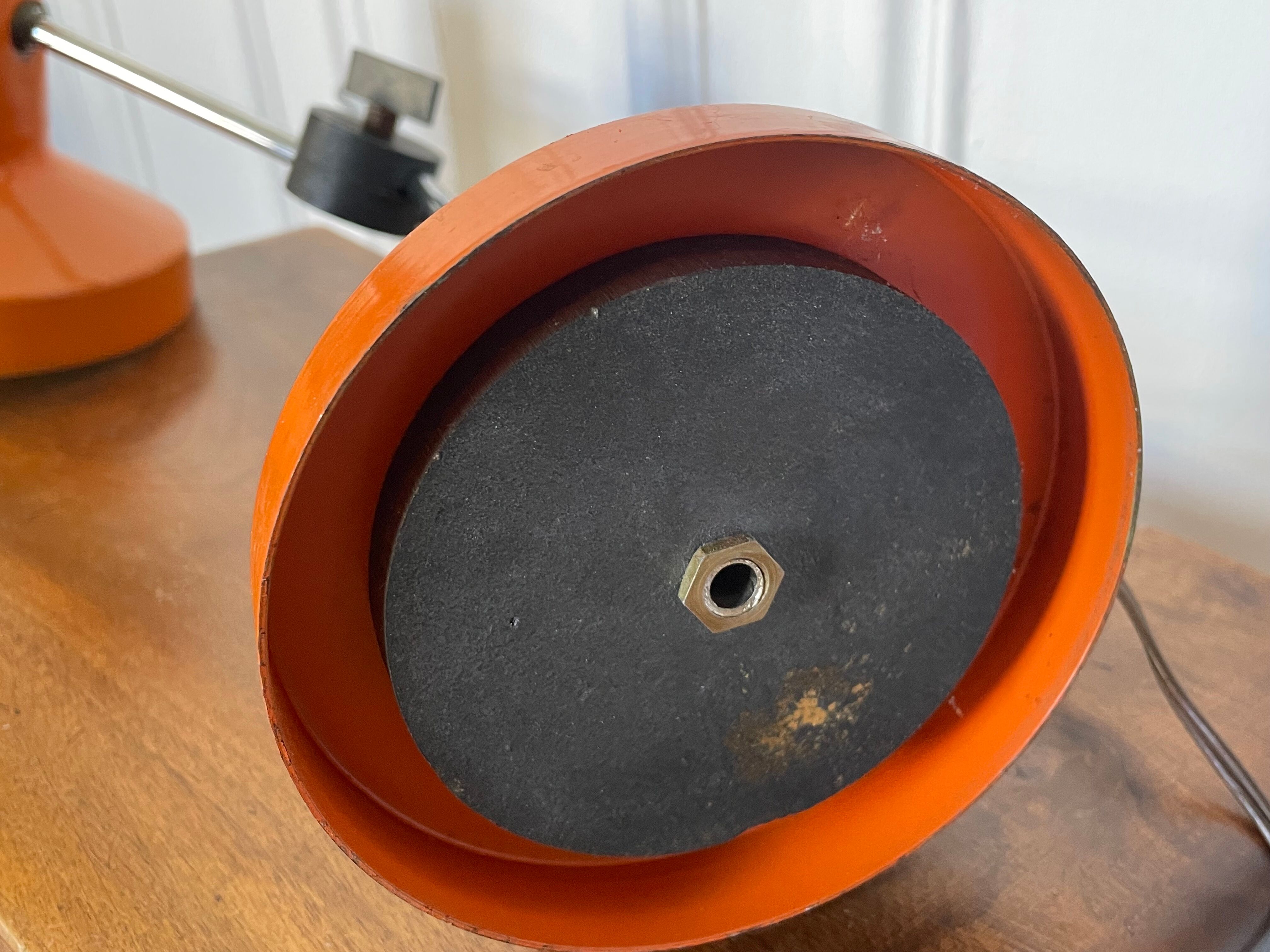 Orange articulated lamp design 1970
