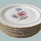 Set of 6 flowered porcelain dinner plates.
