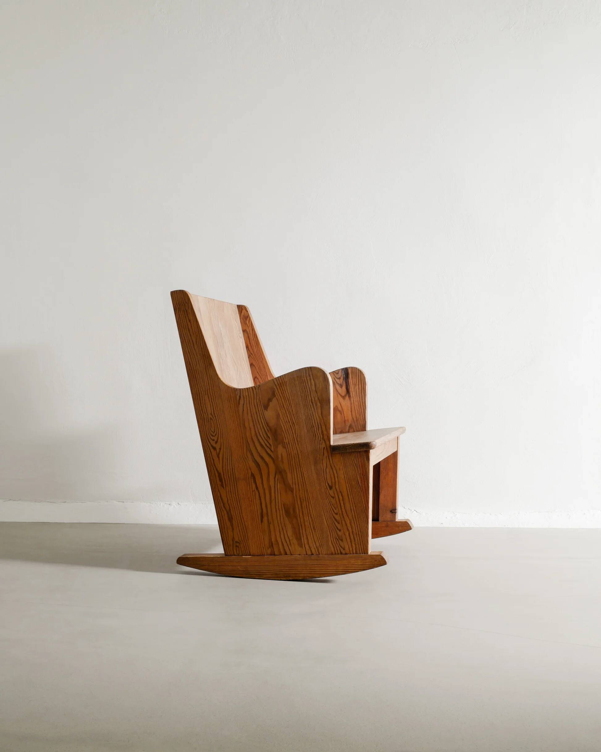 Vintage Swedish Wooden Pine Rocking Chairs by Axel Einar Hjorth, 1930s