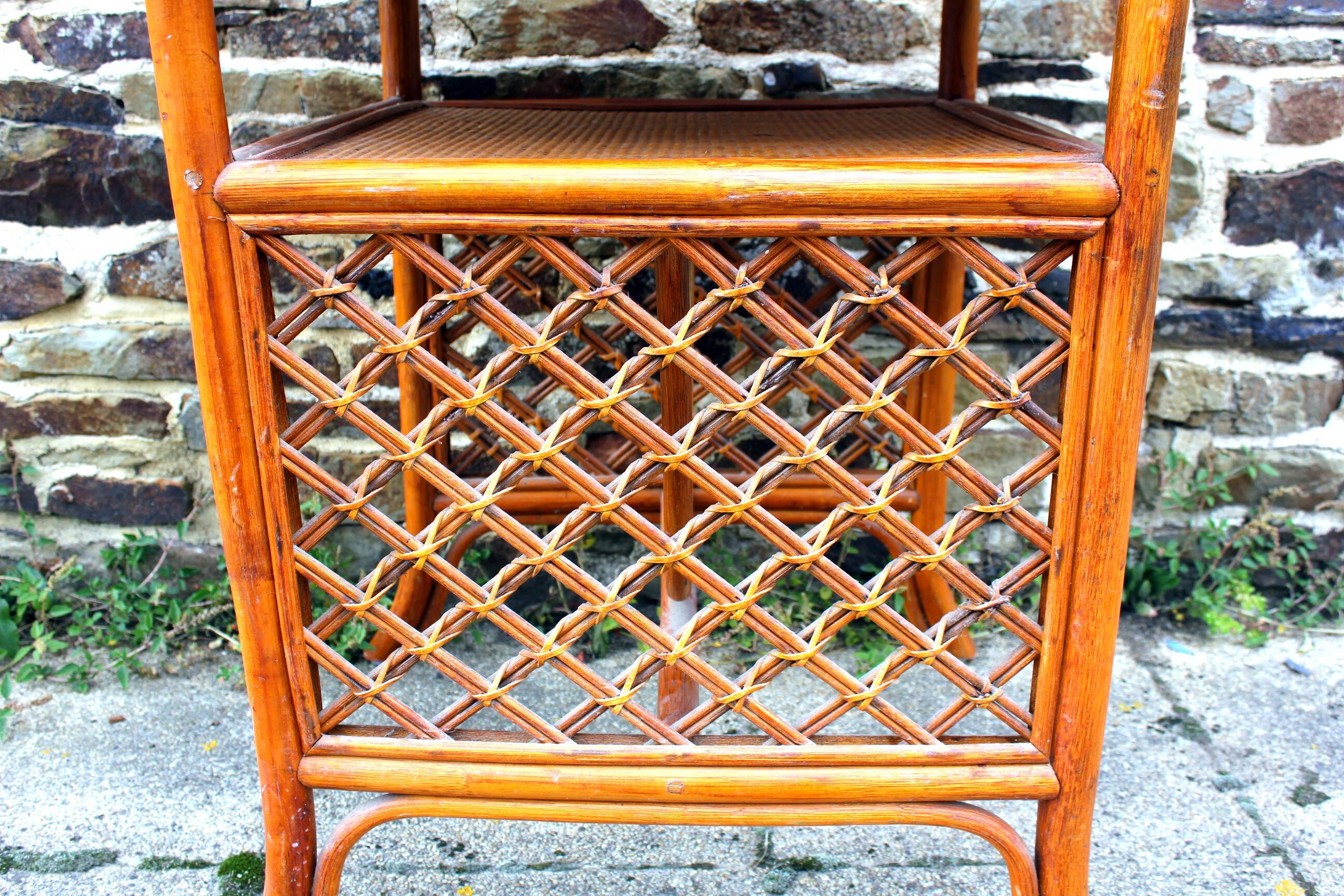 Vintage rattan bar cabinet from the 70s