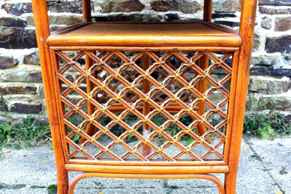 Meuble bar en rotin vintage année 70