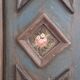 Antique blue hand-painted small Alpine wardrobe, circa 1810-20