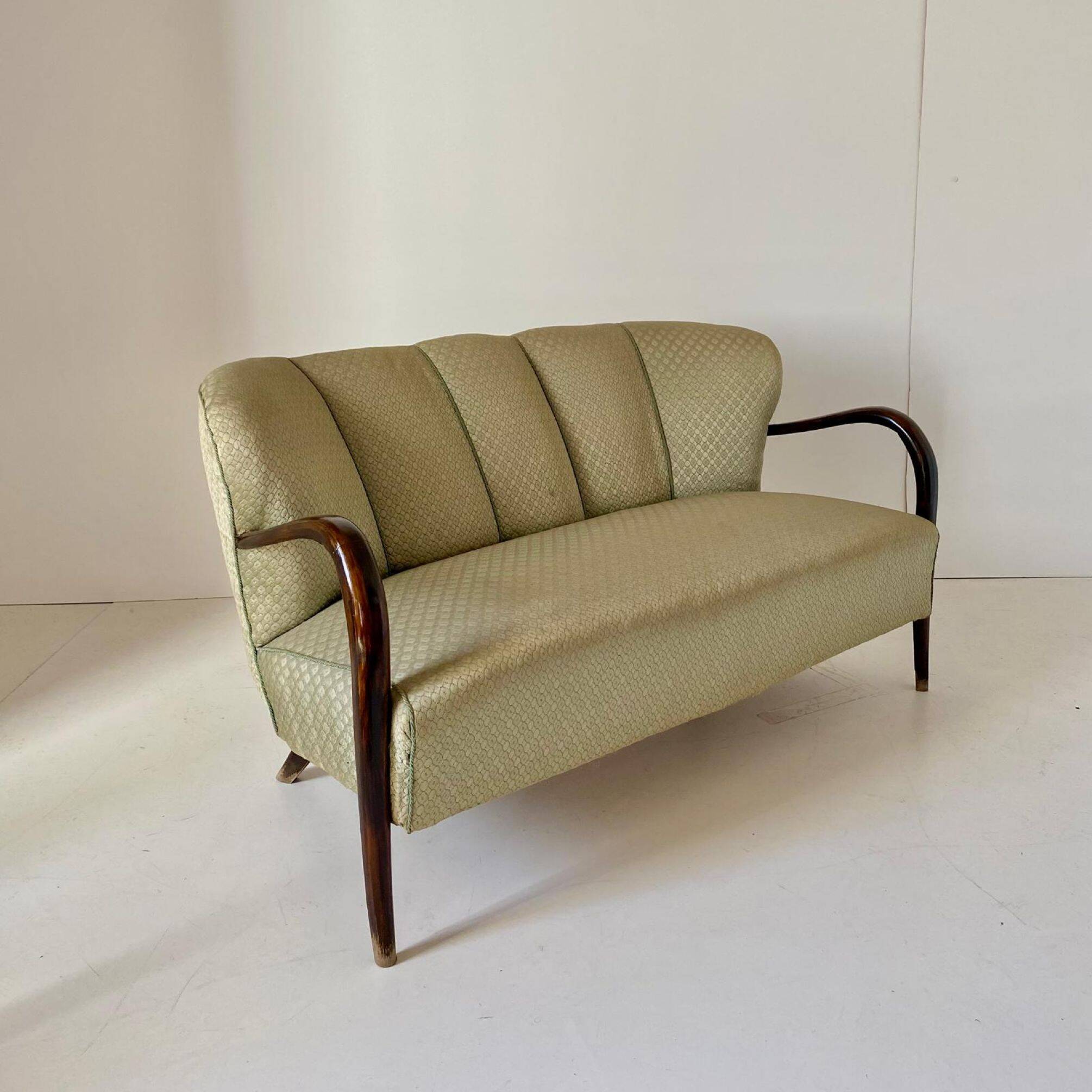 Canapé deux places Art Déco, Malatesta et Mason, Italie années 1950.