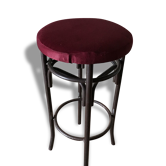 Lot of 3 bar stools, metal and velvet, vintage 60s