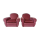 Pair of club chairs in raspberry velvet