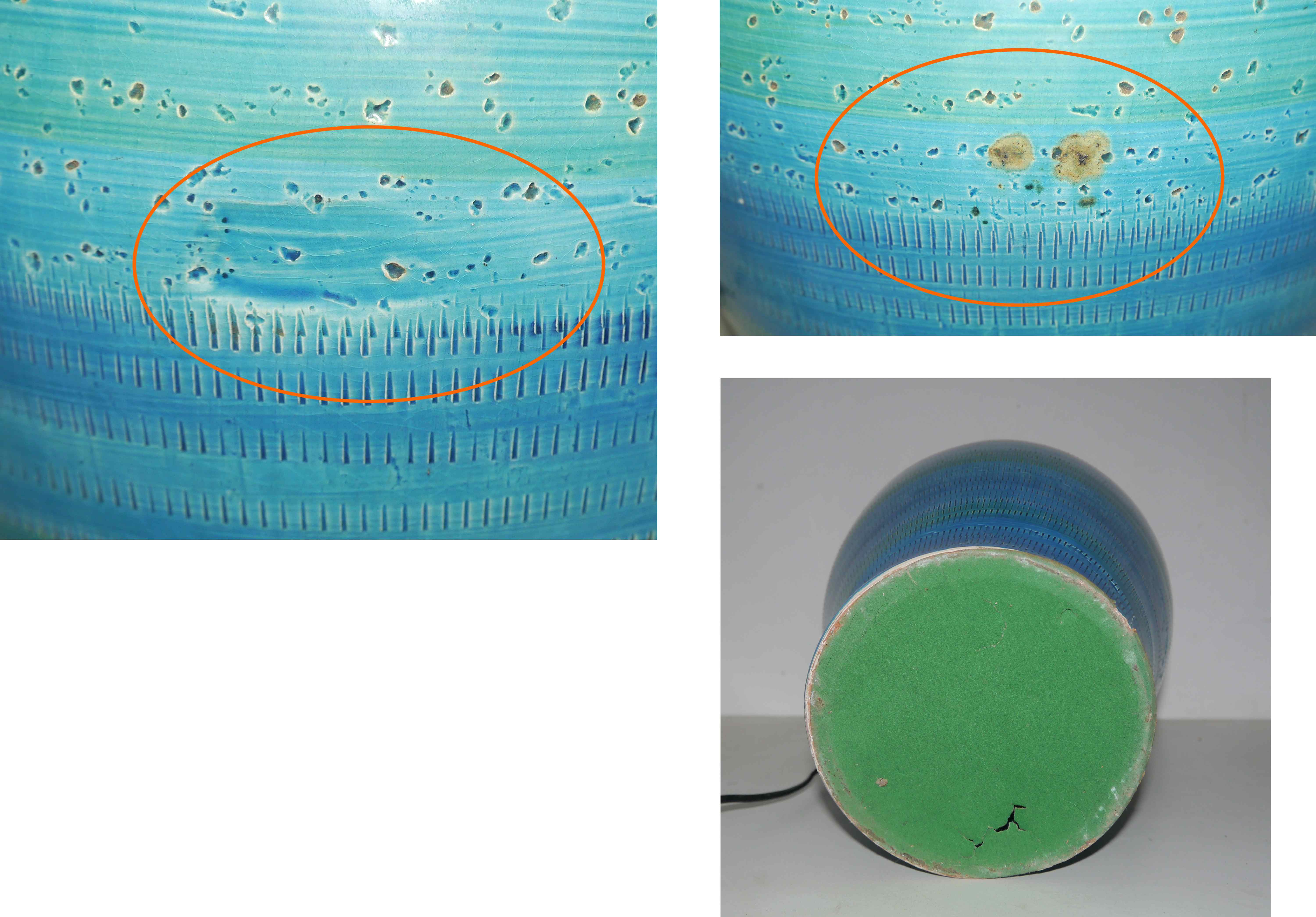 Ceramic lamp foot by Aldo Londi for Bistossi in the Rimini blue series