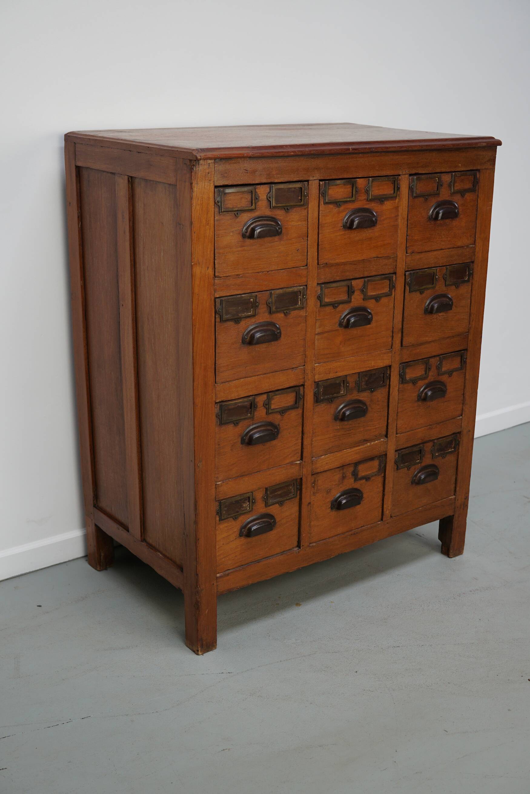 Vintage Dutch Teak Apothecary / Filing Cabinet, 1930s