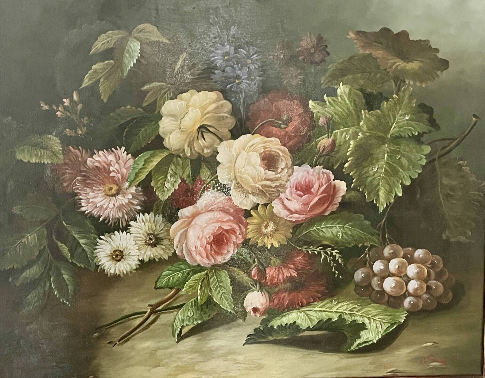 Reynols, ecole française nature morte aux fleurs début xxème