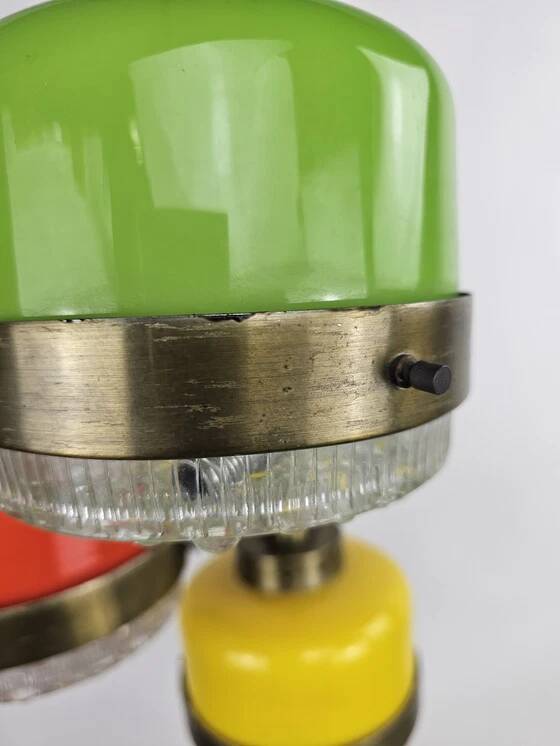 Rare pendant lamp from Italy in 3 colours of glass attributed to Stilnovo