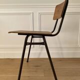 Industrial chair, vintage school chair, wood and metal