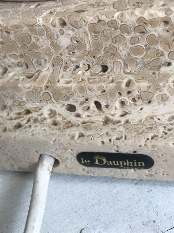 Pied de lampe en pierre le dauphin vintage 55cm