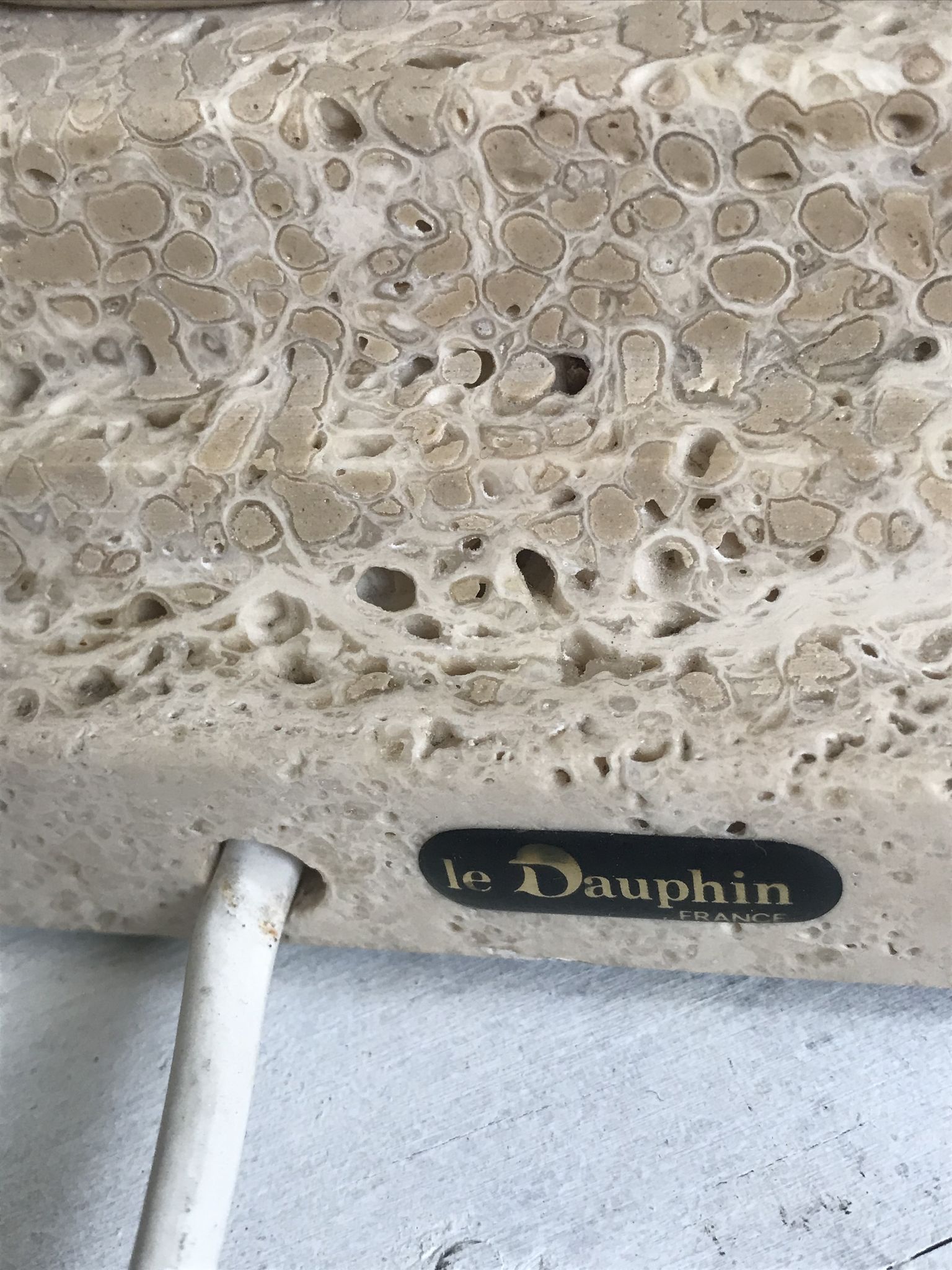 Pied de lampe en pierre le dauphin vintage 55cm