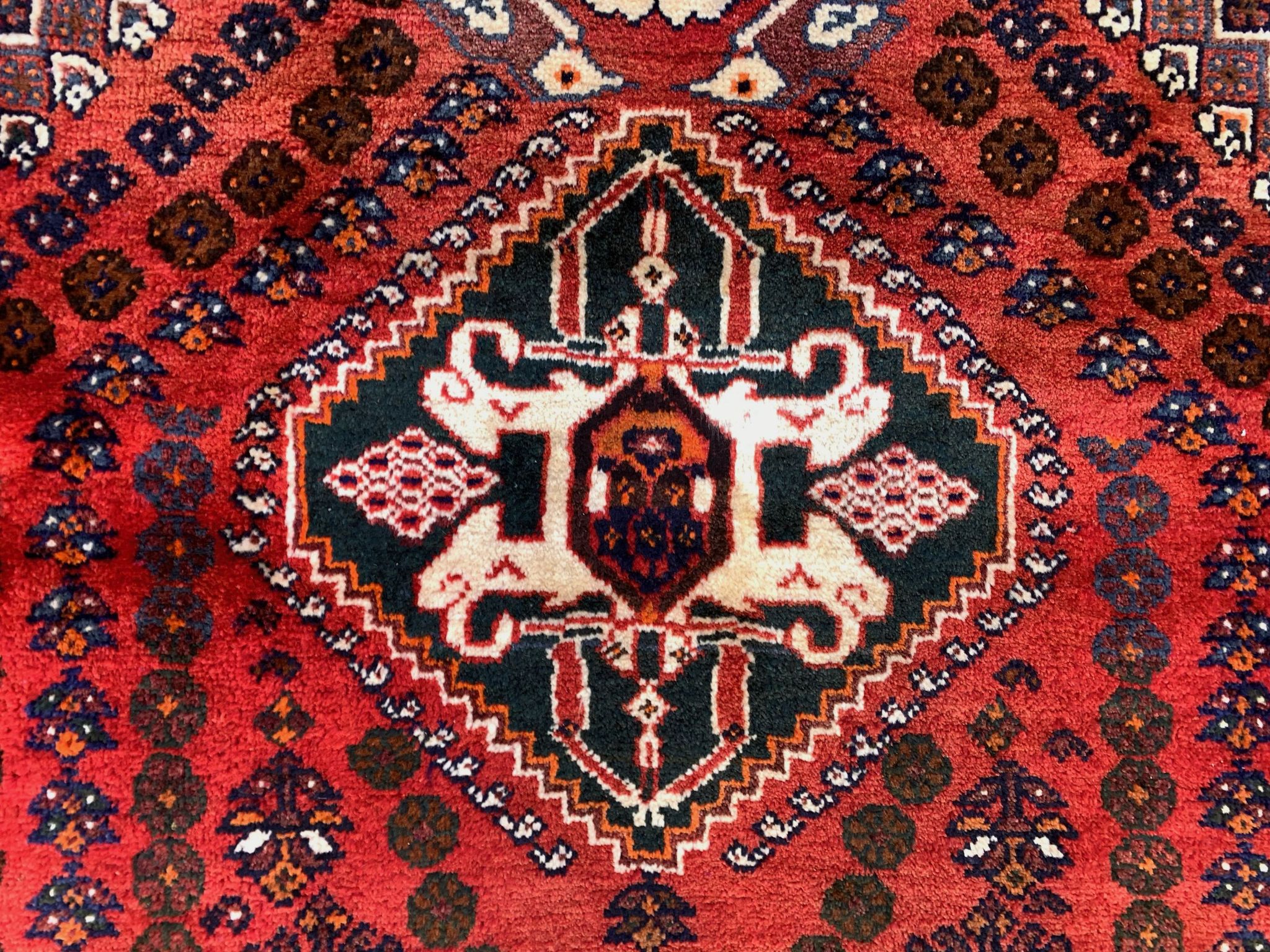 Vintage Traditional Tribal Rug 284x175 cm Wool Oriental HandMade Rug, Red Black