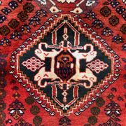 Vintage Traditional Tribal Rug 284x175 cm Wool Oriental HandMade Rug, Red Black