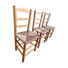 3 chaises paillées vintage, meubles sièges anciens