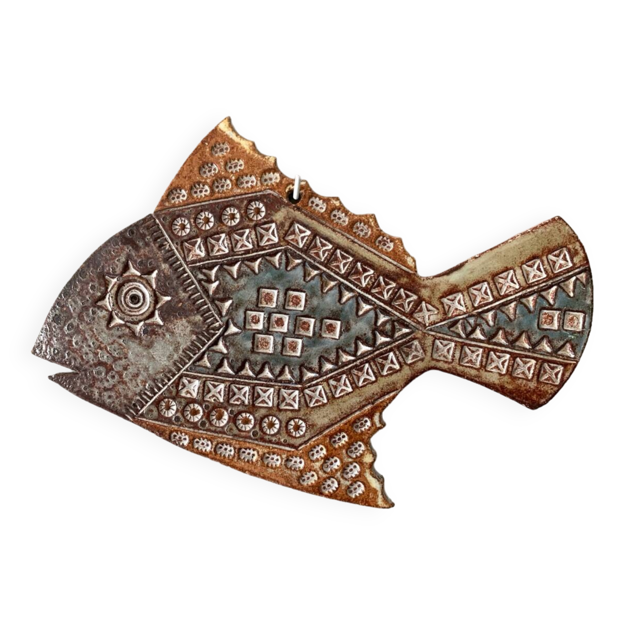Plaque murale ceramique poisson Vallauris
