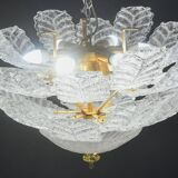 Florence, large size Murano clear transparent vintage glass ceiling light