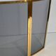 Curved Three-Panel Fire Screen in Polished Brass and Black Grille, in Style of
