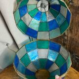 Suspension in coloured mother-of-pearl and brass