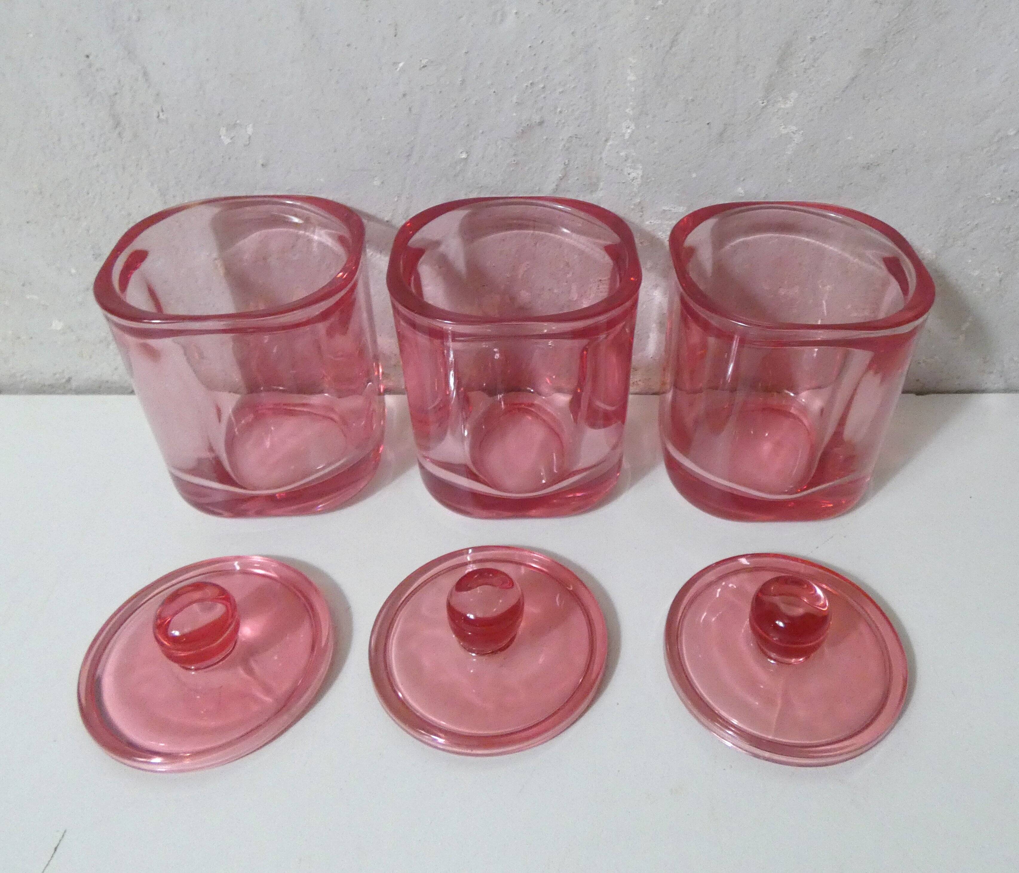 3 glass sweet jars