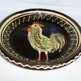 plat ancien terre cuite décor au coq
