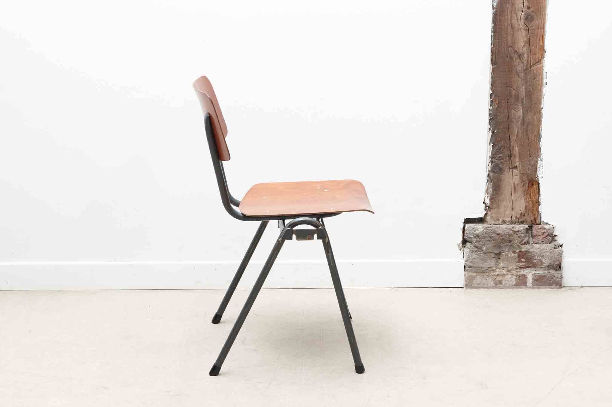 Eromes oak and grey-green chair with hooks