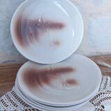 6 vintage St Amand plates, embossed ox head, for barbecue steak meat