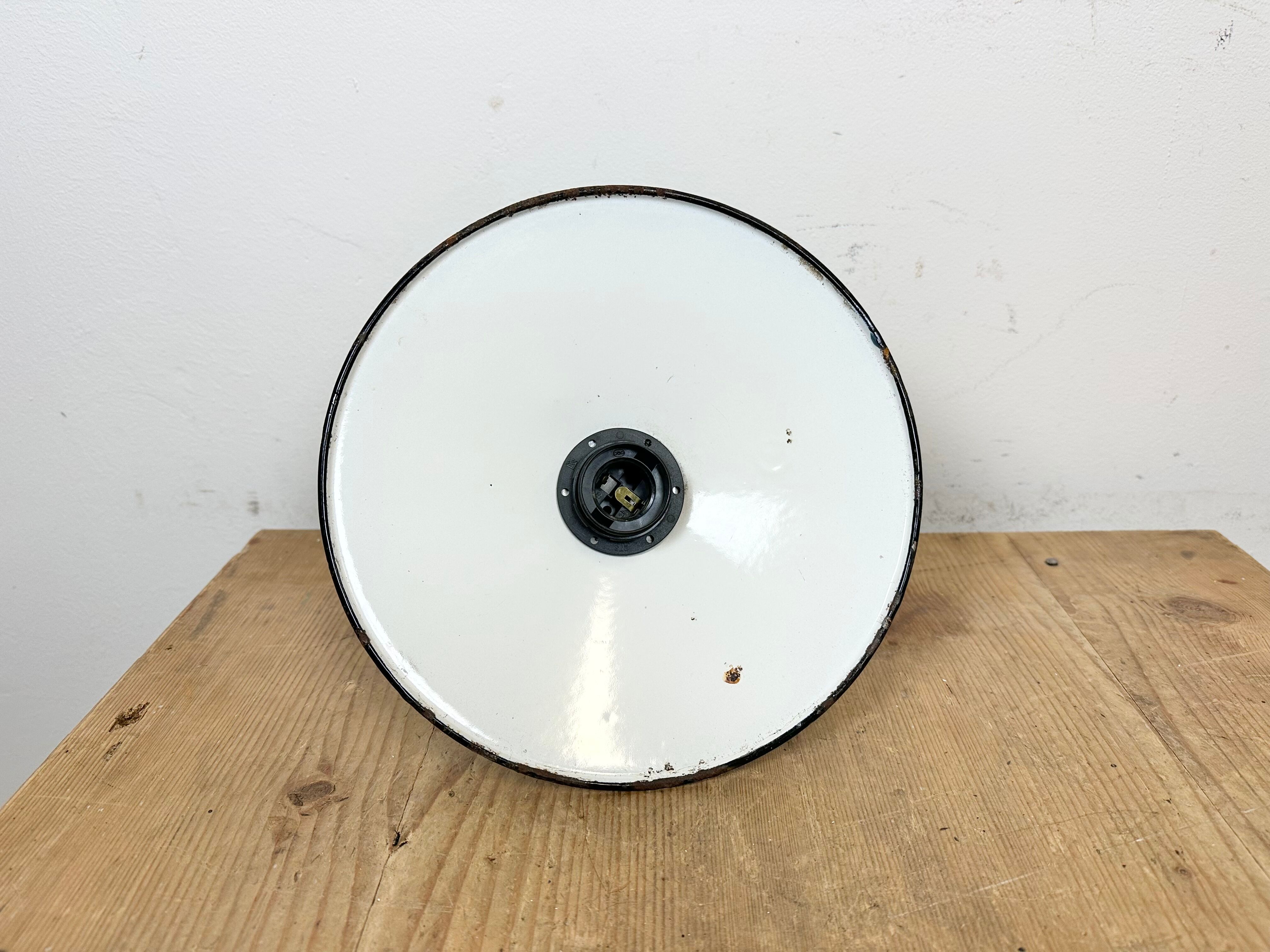 Industrial Blue Enamel Factory Pendant Lamp with Cast Aluminium Top, 1960s