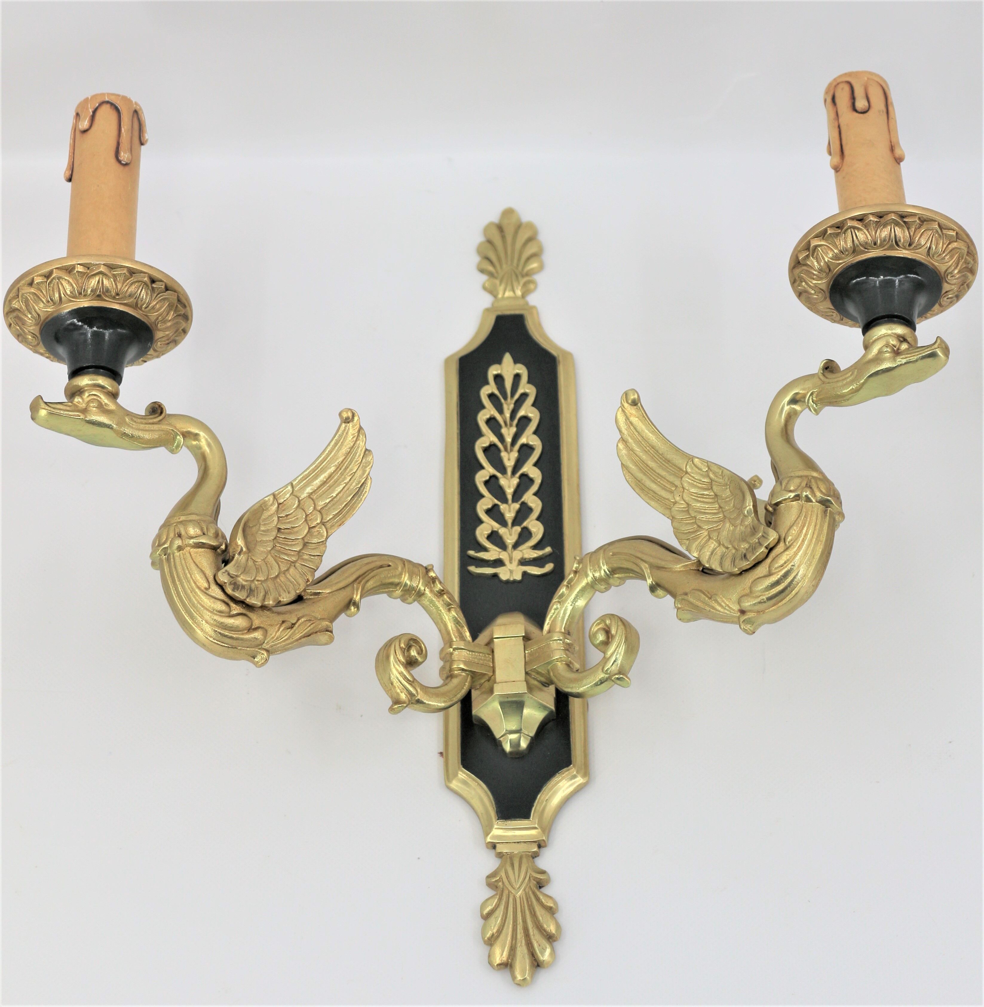 Pair of empire-style bronze wall light