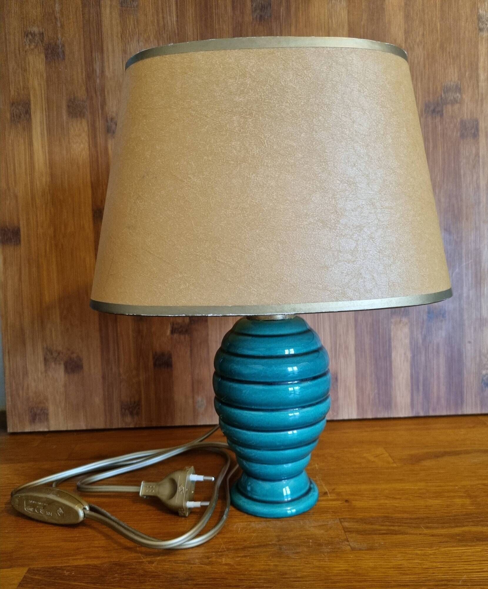 Vintage 50s bedside lamp in green ceramic
