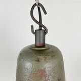 Industrial petrol enamel factory lamp with cast iron top, 1960s
