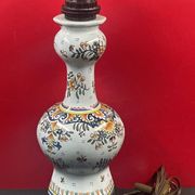 Lampe à poser, décor Rouen, Quimper, 38 cm haut de douille
