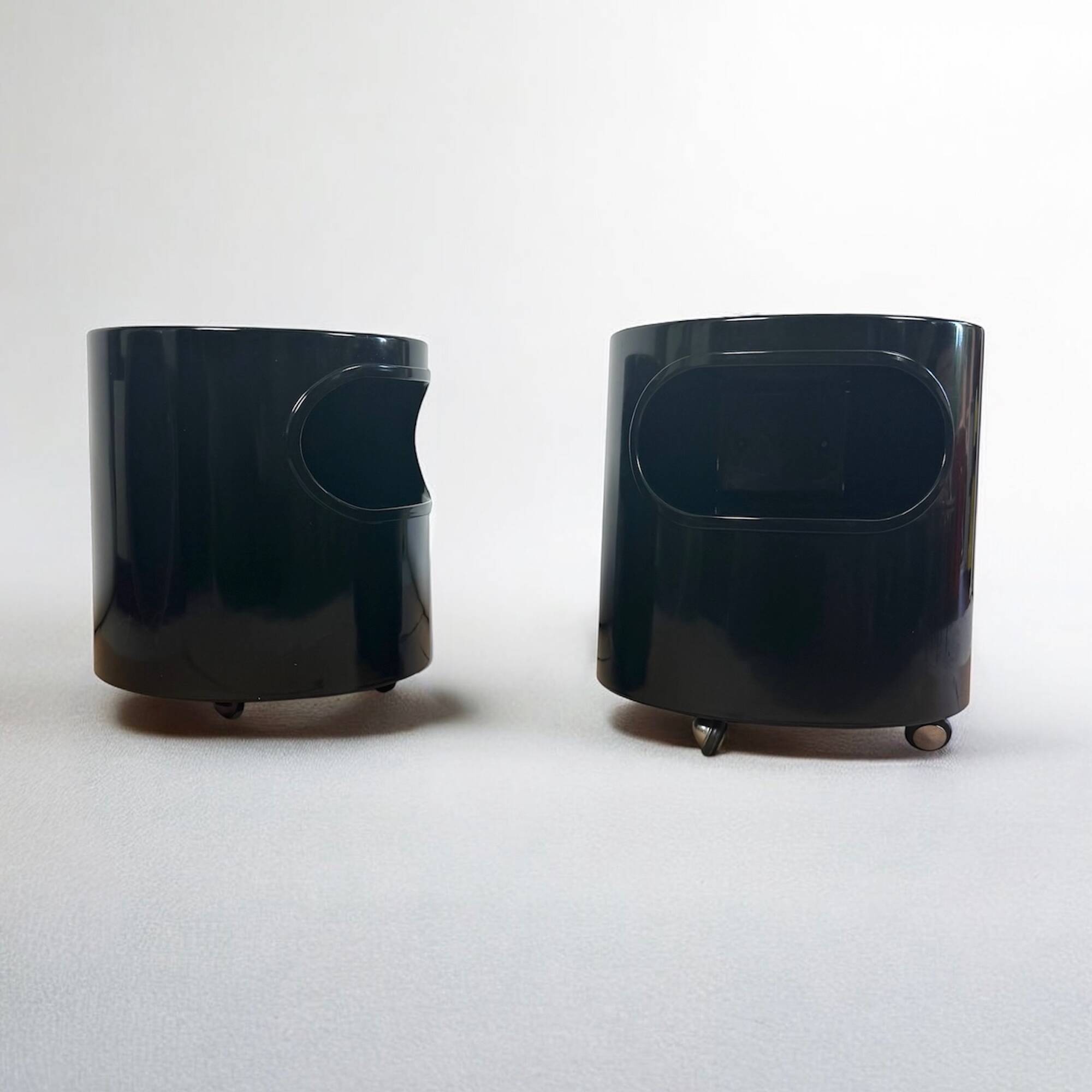 Pair of Black Giano Vano Tables by Artemide Italy 1970s