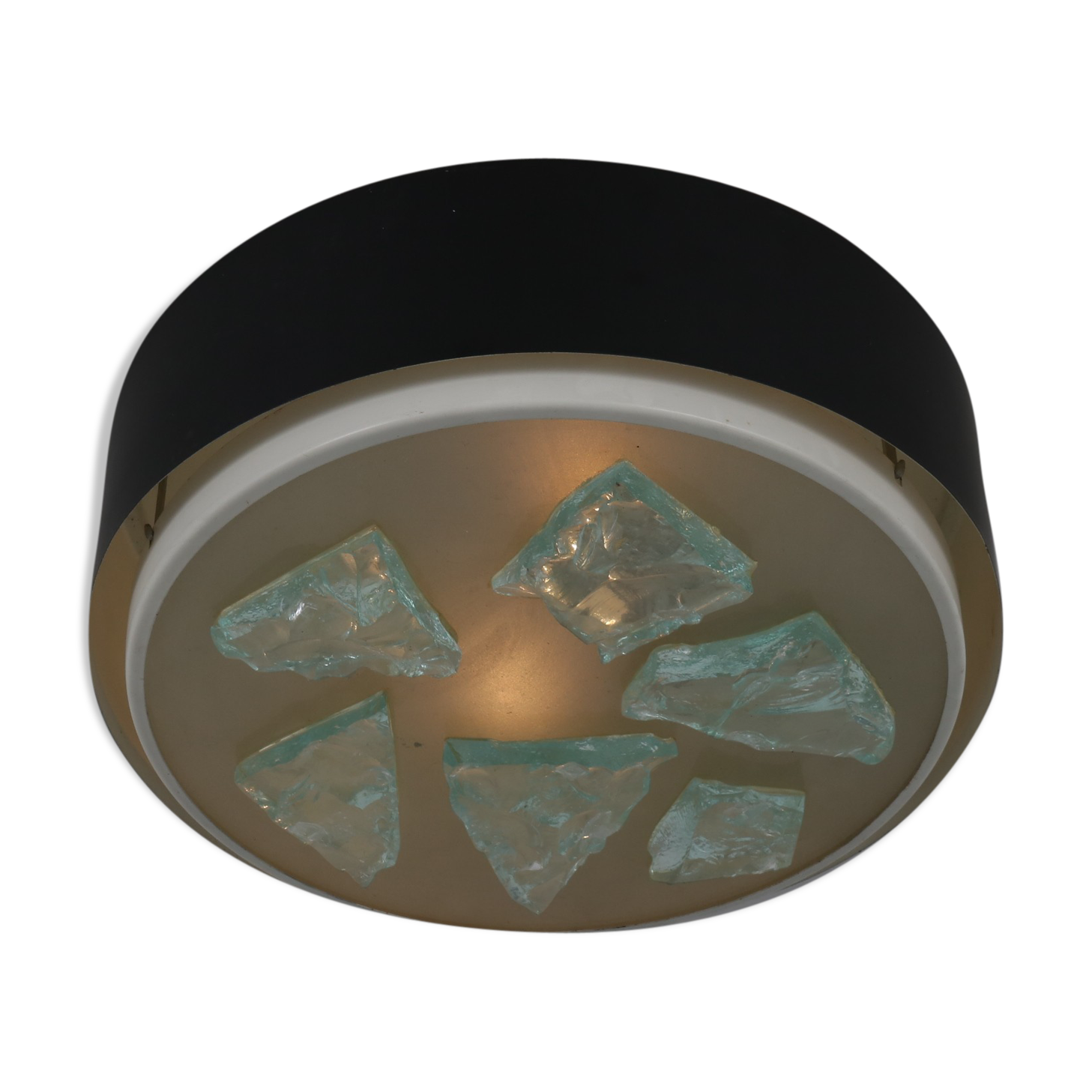 1950s ceiling light with glass made by Raak in the Netherlands