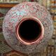 Large ceramic art vase with signed enamel interlacing
