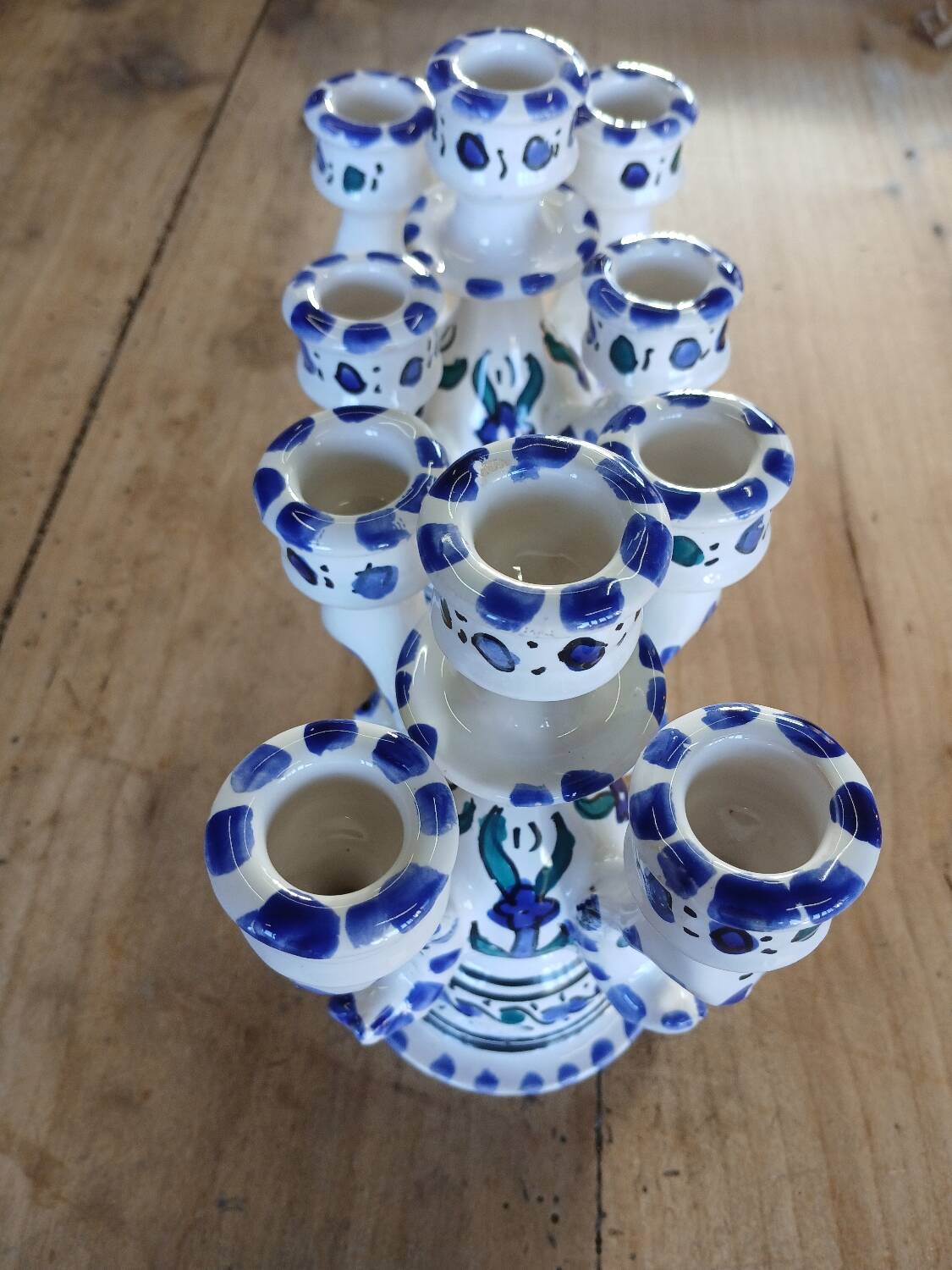 Pair of Tunisian ceramic candlesticks