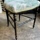 Napoleon III chair in blackened wood and green toile de Jouy.
