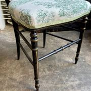 Napoleon III chair in blackened wood and green toile de Jouy.