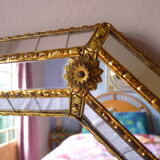 Octagonal mirror with facets  81x60cm