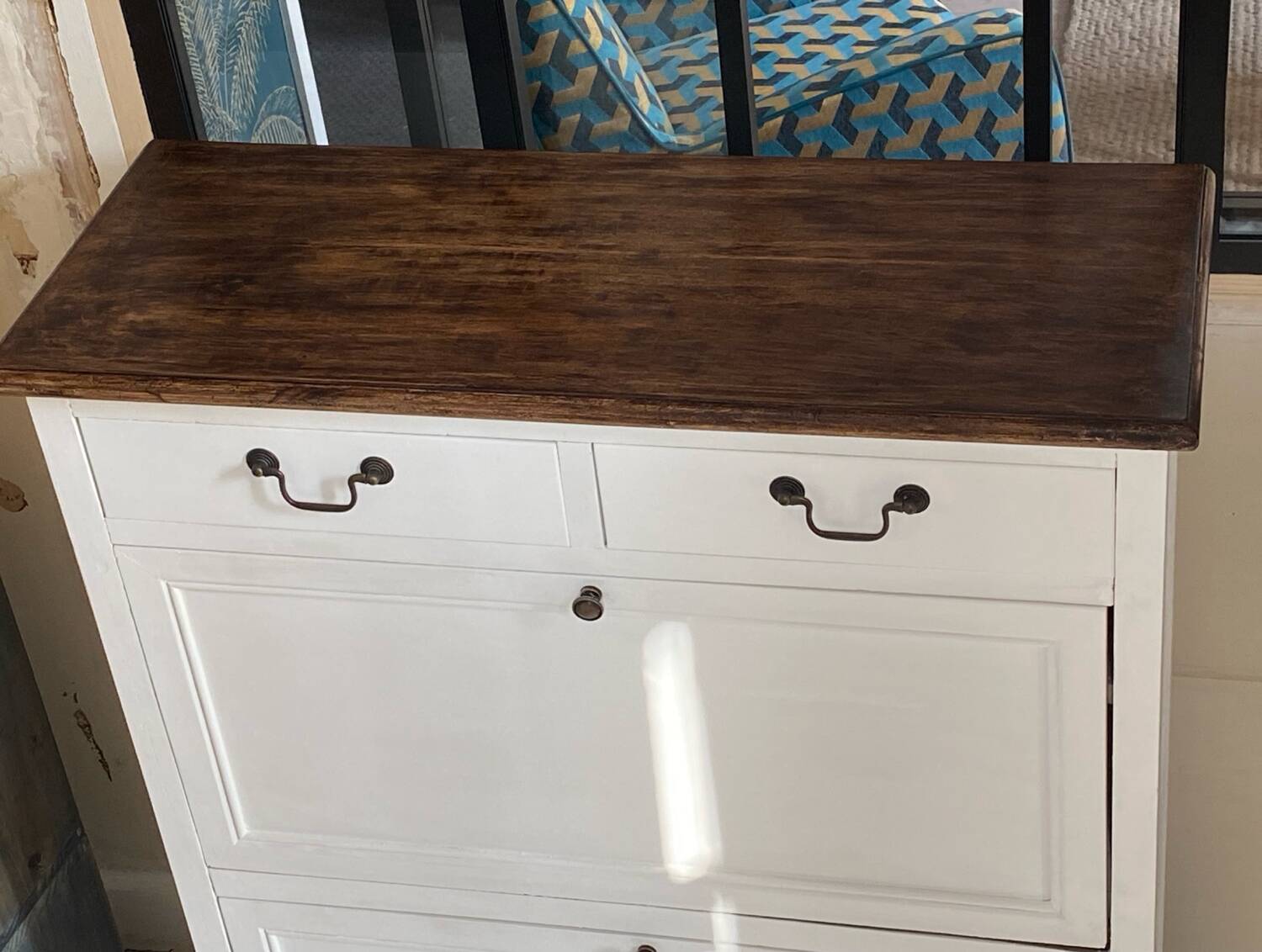 Restored wooden shoe cabinet