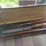 Vintage bamboo meat cutting set Made in France