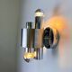 Space age 2-light wall sconce, chromed metal, Italy, 1970s