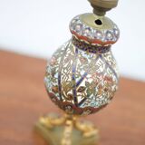 Cloisonné enamel lamp with bronze dolphin base, Napoleon III lamp, table lamp
