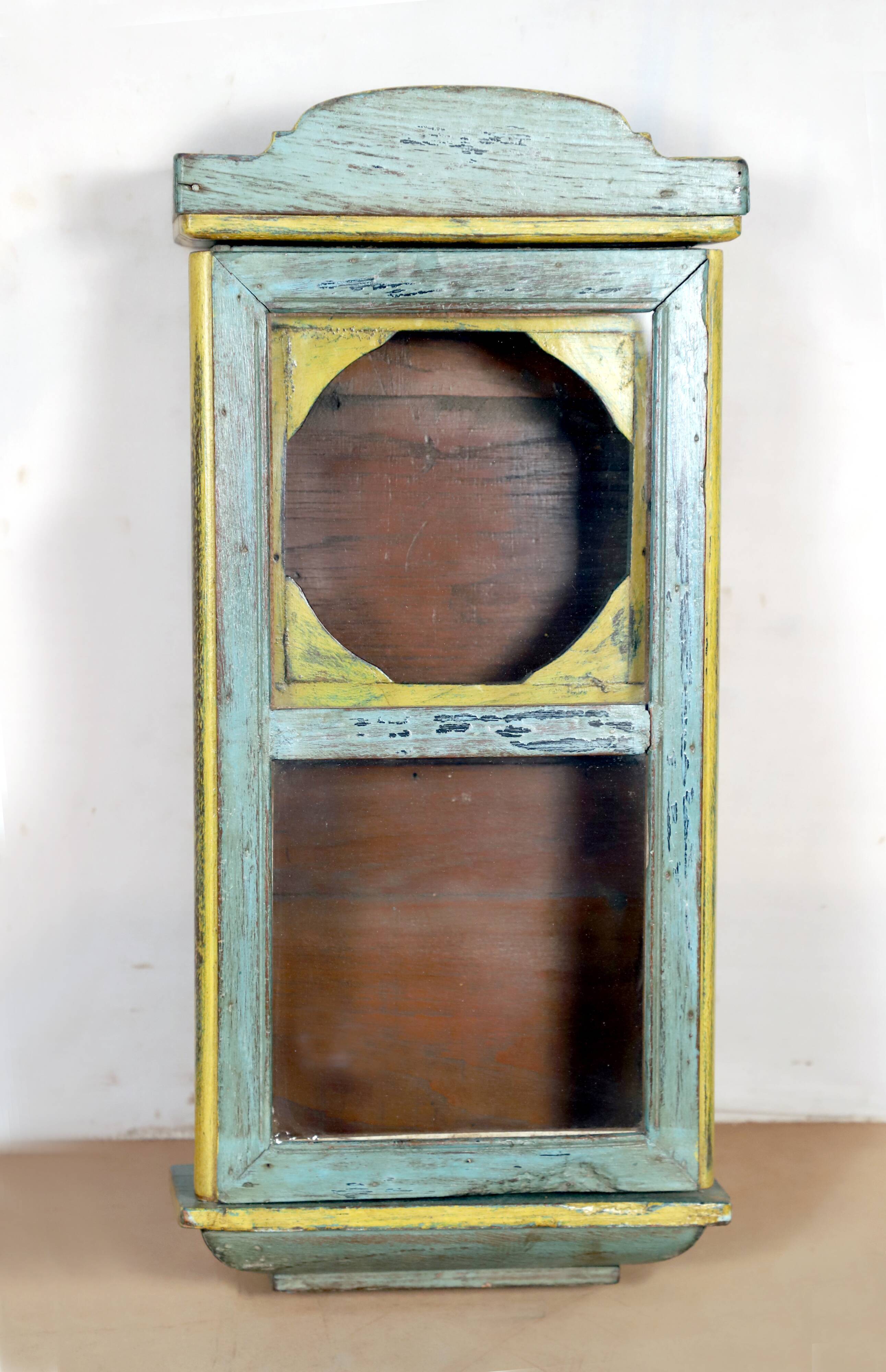 Burmese teak glazed wall display case