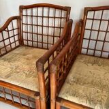 Pair of Rattan and Bamboo Armchairs