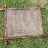 Old turned wood mirror, bamboo imitation.