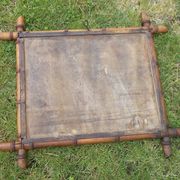 Old turned wood mirror, bamboo imitation.