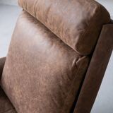 Vintage swing armchair and stool in leather by reinhold adolf for cor, 1970s, set of 2