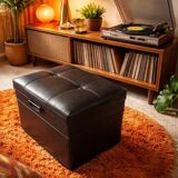 Vinyl storage chest pouf 1970