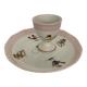 Set cockerel saucer children porcelain Limoges Chapus